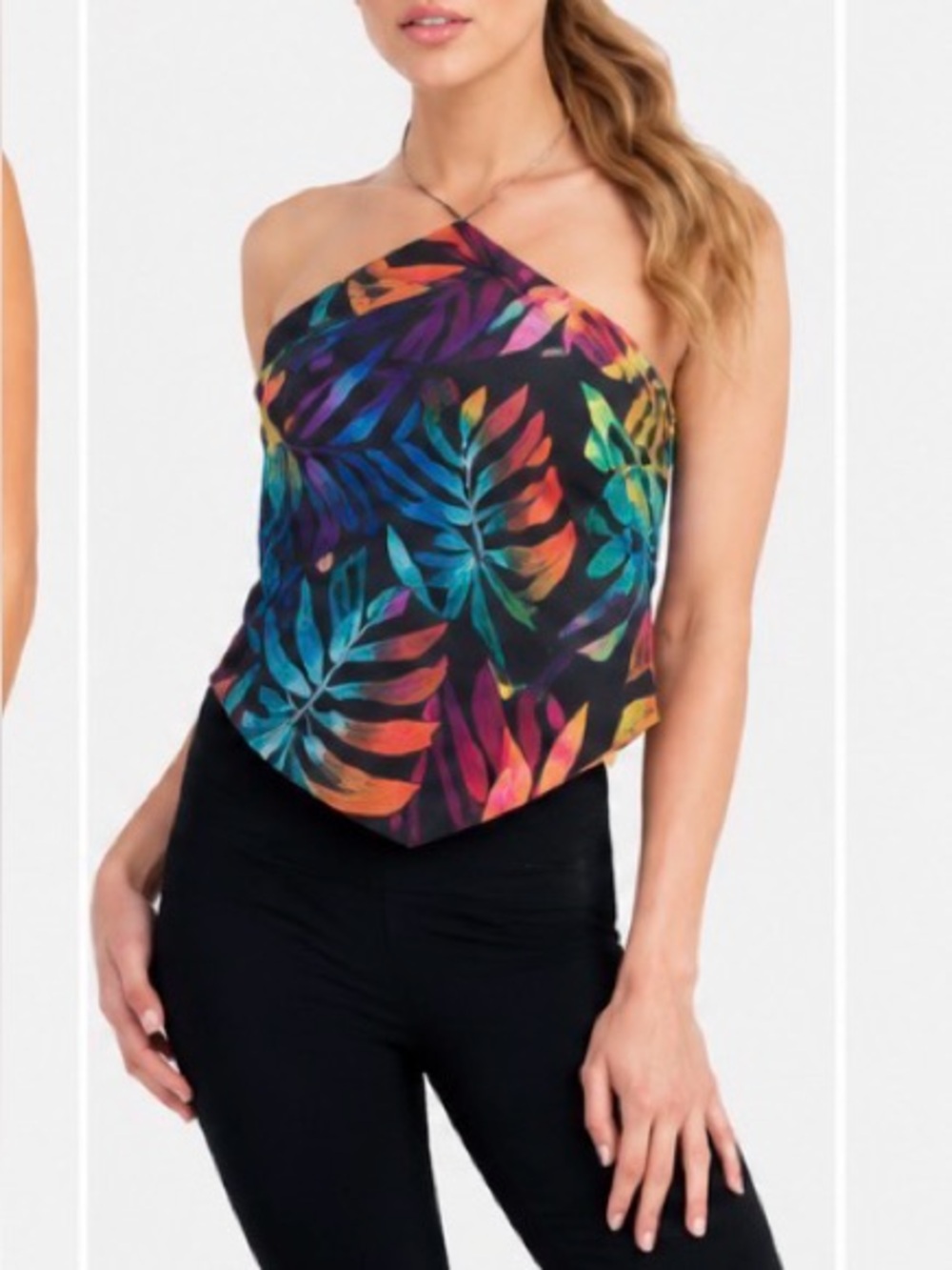 Bebe Multicolor Tropical Print Top